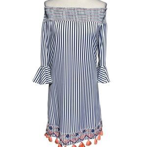 Cabana Life NWT St. Bart's Coveluxe Smocked Striped Dress Beachwear Small